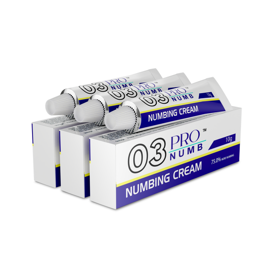 Image of Pro Numb 03 Tattoo Numbing Cream, 10g, perfect for intense procedures like tattoos , tattoo removal, laser hair removal treatments, providing extreme Comfort during tattoo sessions - 3 tubes pack