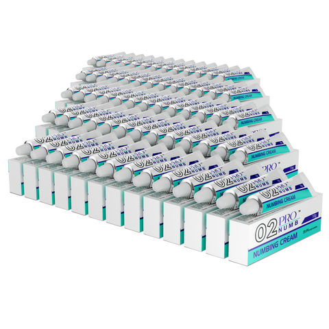 Image of a 250 tube of Pro Numb 02 Pink Tattoo Numbing Cream strongest numbing cream for tattoo and Semi permanent makeup microblading. Wholesale deal for beauty clinics and  tattoo parlours.