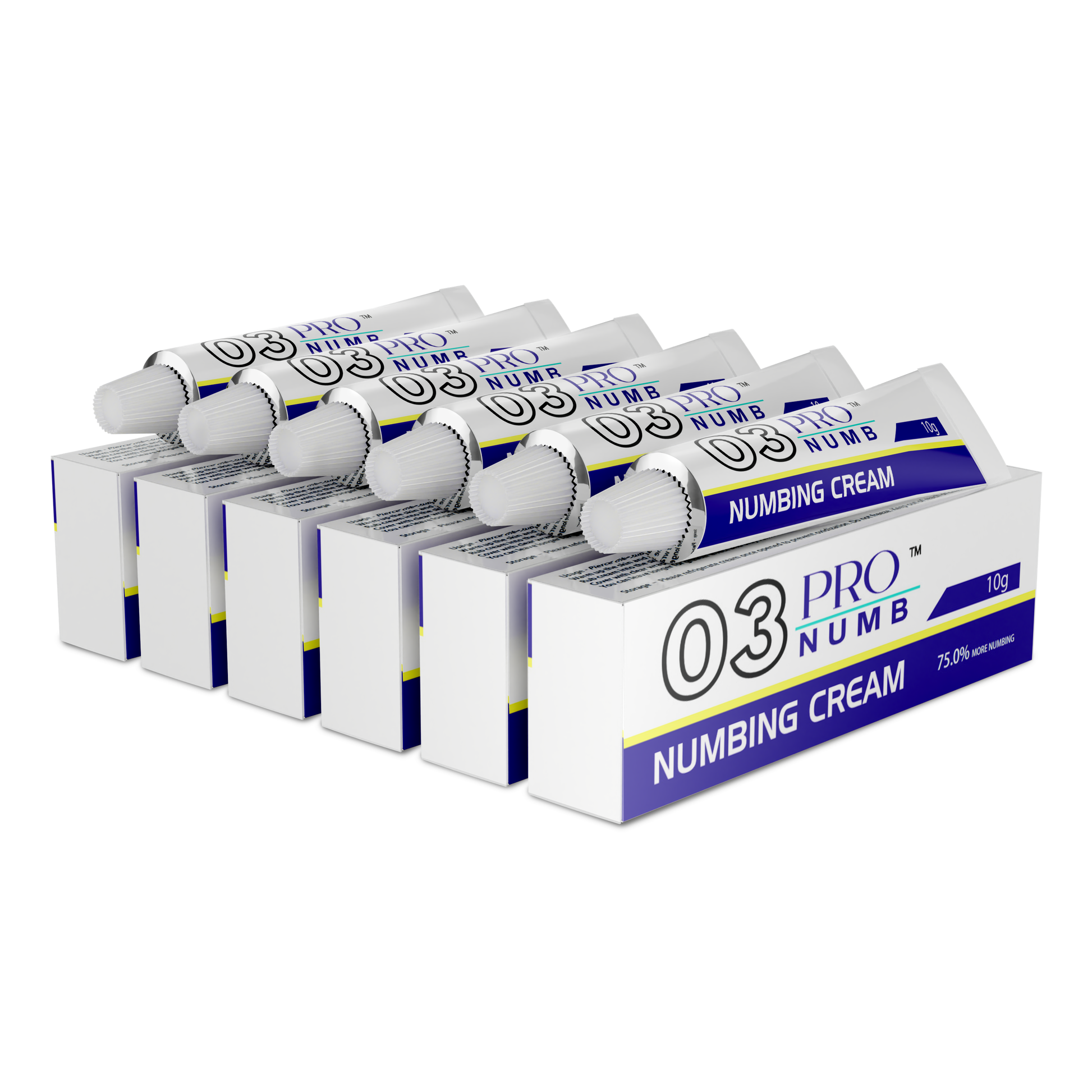 Image of Pro Numb 03 Tattoo Numbing Cream, 10g, perfect for intense procedures like tattoos , tattoo removal, laser hair removal treatments, providing extreme Comfort during tattoo sessions - 6 tubes pack