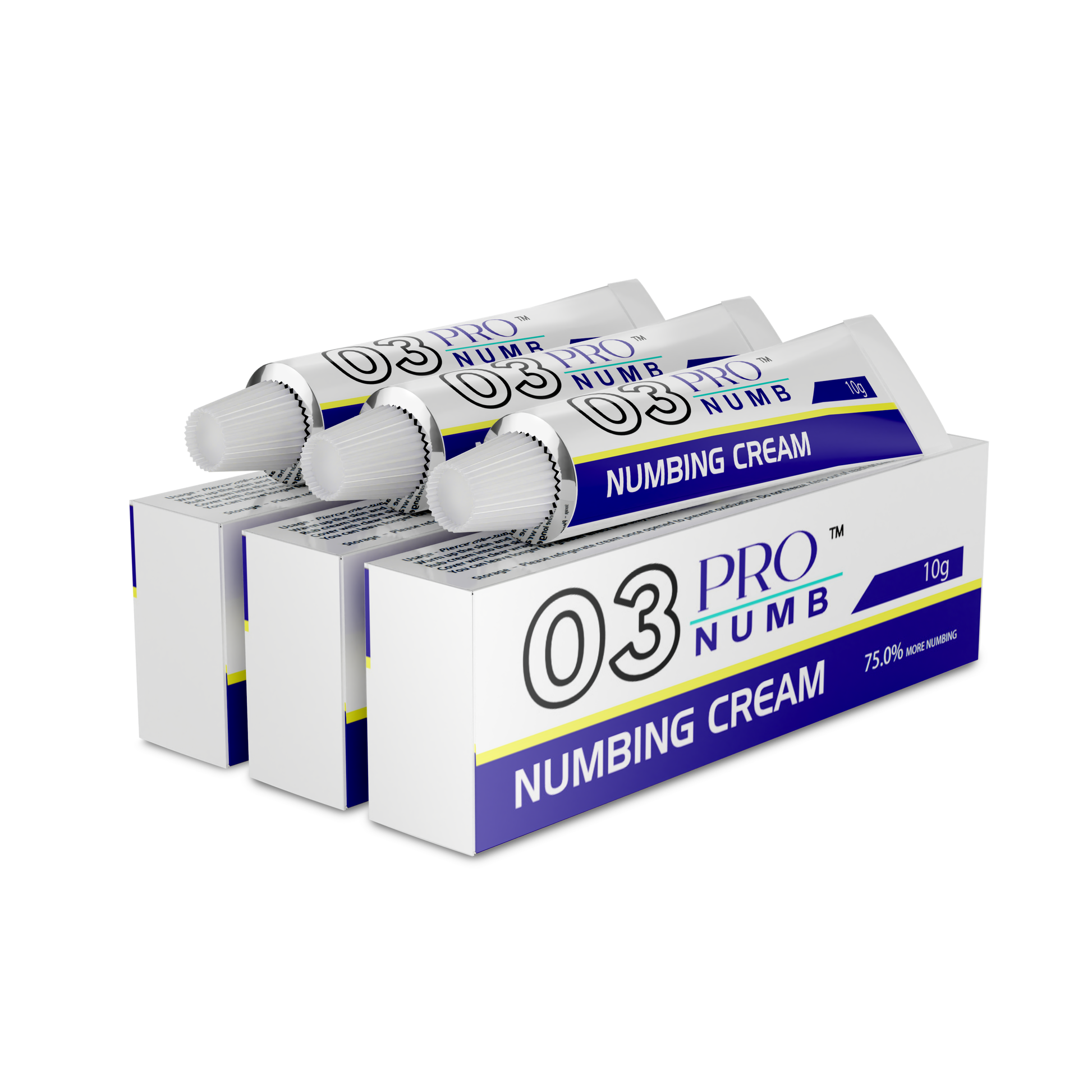 Image of Pro Numb 03 Tattoo Numbing Cream, 10g, perfect for intense procedures like tattoos , tattoo removal, laser hair removal treatments, providing extreme Comfort during tattoo sessions - 3 tubes pack