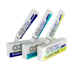 Image of the Pro Numb Triple Pack featuring creams Pro Numb 01, 02, and 03, each designed for ultimate comfort This set is ideal for beauty therapists performing uncomfortable treatments